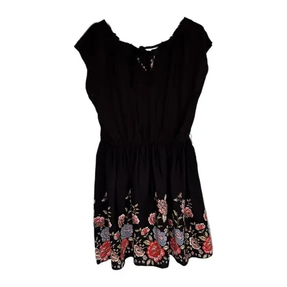 Lauren Conrad Black and Pink Floral Dress, Large - Picture 3 of 5